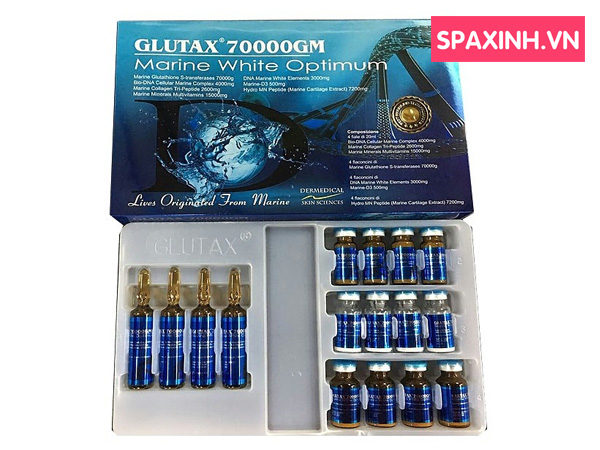 Thuốc tiêm trắng da Glutax 70000GM Marine White Optimum chính hãng (Ý)