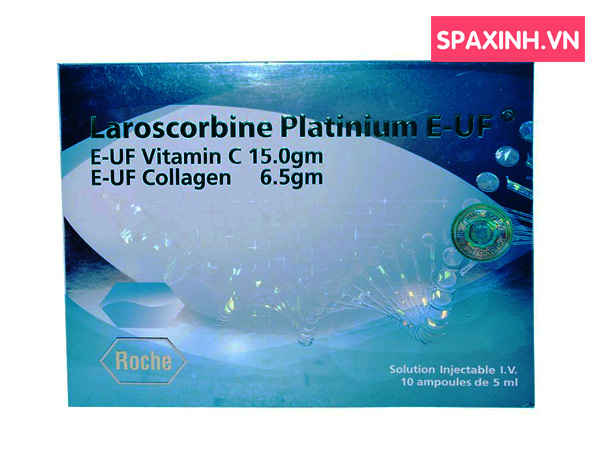 Thuốc tiêm trắng da Laroscorbine Platinium E-UF Vitamin C + Collagen Roche chính hãng (Ý)